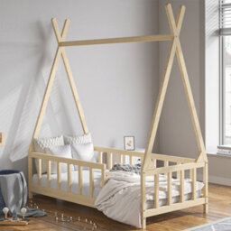 Living And Home Premium Wood House Toddler Bed Frame With Fence 1480 X 760 mm - thumbnail 1