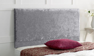 "Adore Designs Victoria Plain Crushed Velvet 2Ft6 Small Single 24"" Headboard - Silver"