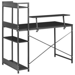 Wyld and Coco Lumina Led Gaming Desk, Black Mdf Top, Iron Frame, 5 Shelves - W120 X D64 X H120Cm - thumbnail 6