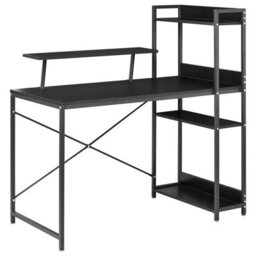 Wyld and Coco Lumina Led Gaming Desk, Black Mdf Top, Iron Frame, 5 Shelves - W120 X D64 X H120Cm - thumbnail 4