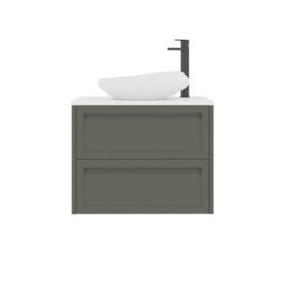 Royal Bathrooms Royal Bathroom Elmore 700mm Matt Green Wall Mounted Bathroom Vanity Unit 2 Drawer Plain White Worktop With Nova Basin - thumbnail 7