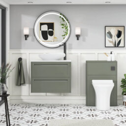 Royal Bathrooms Royal Bathroom Elmore 700mm Matt Green Wall Mounted Bathroom Vanity Unit 2 Drawer Plain White Worktop With Nova Basin - thumbnail 5