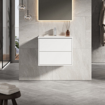 Banyetti Venti 600mm Wall Hung Vanity Unit With Lira Basin - Matt White - image 1