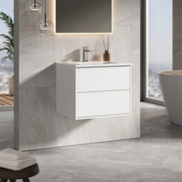 Banyetti Venti 600mm Wall Hung Vanity Unit With Lira Basin - Matt White - thumbnail 2