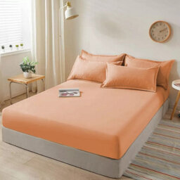 Ameha Plain Fitted Sheet 25Cm Deep Pocket- Breathable Wrinkle Resistant Microfiber Bed Sheet Easy Care Peach King (152X200Cm) - thumbnail 9