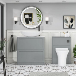 Royal Bathrooms Royal Bathroom Elmore 800mm Matt Pebble Grey Freestanding Bathroom Vanity Unit 2 Drawer Plain White Worktop With Cesar Basin - thumbnail 5