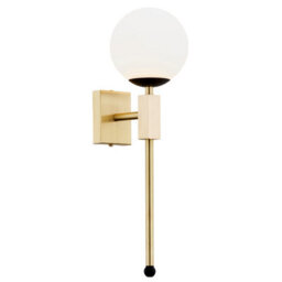 Luminosa Lighting Luminosa Megan Wall Lamp Opal Matt, Brushed Brass, Black