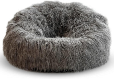 Beautiful Beanbags Adult Luxury Classic Beanbag Faux Fur Bean Bags Ready Filled - Grey - image 1