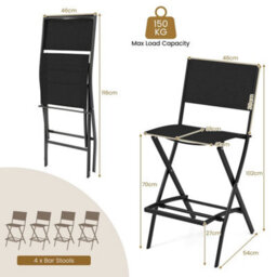 Set Of 4 Folding Bar Height Stool Outdoor Bar Chair - thumbnail 2
