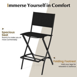 Set Of 4 Folding Bar Height Stool Outdoor Bar Chair - thumbnail 3