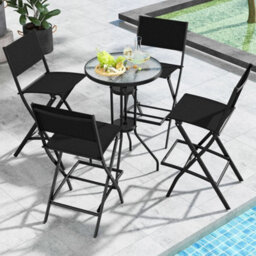 Set Of 4 Folding Bar Height Stool Outdoor Bar Chair - thumbnail 5