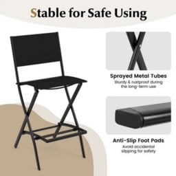 Set Of 4 Folding Bar Height Stool Outdoor Bar Chair - thumbnail 4