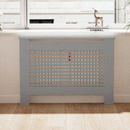 Fativo Grey Horizontal Radiator Cover Grill Shelf Cabinet Mdf Wood Modern Traditional Furniture (19D X 111W X 92.2H Cm) - thumbnail 8