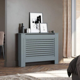 Fativo Grey Horizontal Radiator Cover Grill Shelf Cabinet Mdf Wood Modern Traditional Furniture (19D X 111W X 92.2H Cm) - thumbnail 6