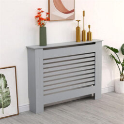 Fativo Grey Horizontal Radiator Cover Grill Shelf Cabinet Mdf Wood Modern Traditional Furniture (19D X 111W X 92.2H Cm) - thumbnail 1