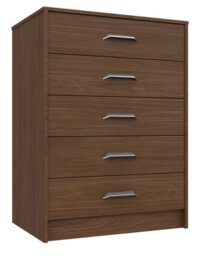 Hazlemere 5 Drawer Chest - Walnut On Express Delivery And Ready Assembled - thumbnail 1