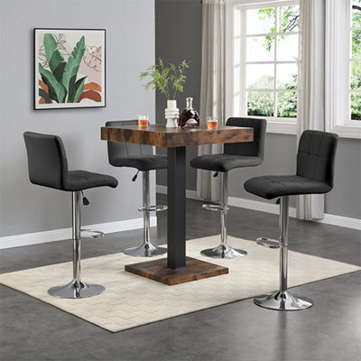Furniture In Fashion Topaz Rustic Oak Wooden Bar Table With 4 Coco Black Stools - image 1