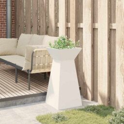 Berkfield Modern Garden Pillar Planter With Bowl White 35X35X73 Cm Steel - thumbnail 4