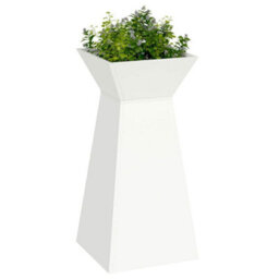 Berkfield Modern Garden Pillar Planter With Bowl White 35X35X73 Cm Steel - thumbnail 3