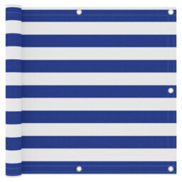 Berkfield Balcony Screen White And Blue 90X400 Cm Oxford Fabric - thumbnail 1
