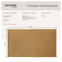 Tectake Rug Raya In Boho Style For Indoor And Outdoor, Durable, Easy-Care Materials 80 X 150 Cm - Brown - thumbnail 6