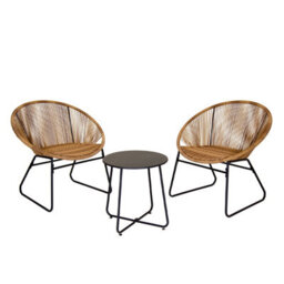 Charles Bentley Zanzibar Tea For Two Bistro Set Natural Cafe 2 Chairs And Table - thumbnail 4