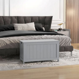 Grey Modern Storage Chest With 2 Safety Hinges For Living Room, Entryway - thumbnail 6