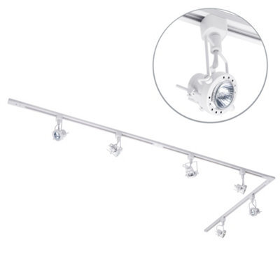Litecraft Greenwich White 6 Head 3M Long L Shape Kitchen Track Light With Led Bulbs - image 1