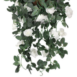 Neel Blue White Artificial Rose Flower Hanging Vines Silk Garland, 18 Flowers, 110Cm(3.6Ft) - thumbnail 2