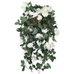 Neel Blue White Artificial Rose Flower Hanging Vines Silk Garland, 18 Flowers, 110Cm(3.6Ft)