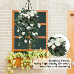 Neel Blue White Artificial Rose Flower Hanging Vines Silk Garland, 18 Flowers, 110Cm(3.6Ft) - thumbnail 5