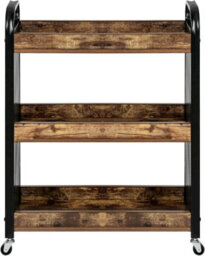 Hygrad Built to Survive Wooden/metal Industrial Look Rustic Narrow Rolling Kitchen Serving Cart Shelf Organiser Trolley With Wheels - thumbnail 6