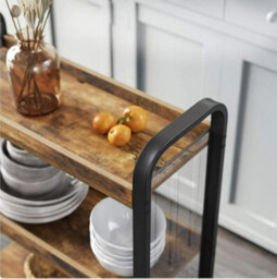 Hygrad Built to Survive Wooden/metal Industrial Look Rustic Narrow Rolling Kitchen Serving Cart Shelf Organiser Trolley With Wheels - thumbnail 4