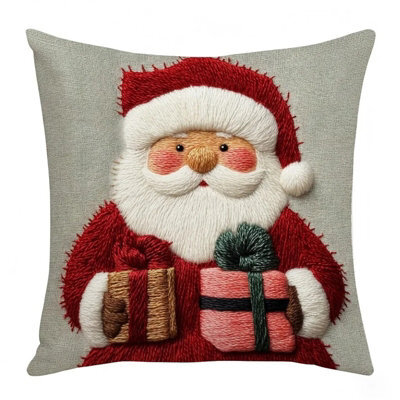 45Cm Christmas Cushion Cover Santa & Snowman Design - image 1