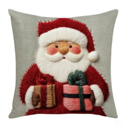 45Cm Christmas Cushion Cover Santa & Snowman Design - thumbnail 1