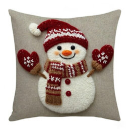 45Cm Christmas Cushion Cover Santa & Snowman Design - thumbnail 2