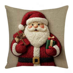 45Cm Christmas Cushion Cover Santa & Snowman Design - thumbnail 3