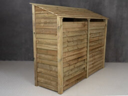 Arbor Garden Solutions Wooden Log Store (Roof Sloping Back) With Kindling Shelf W-227Cm, H-180Cm, D-88Cm - Natural (Light Green) Finish - thumbnail 2