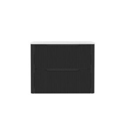 Royal Bathrooms Avenza 800mm Matt Obsidian Black Wall Hung Bathroom Vanity Unit 2 Drawer Carrara White Undrilled Worktop& No Basin - thumbnail 6