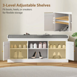 Homcom Shoe Bench, Boho Shoe Storage Bench With Padded Cushion, White - thumbnail 7