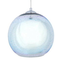Beliani Hanging Light Pendant Lamp Glossy Silver Glass Ball Shade 25Cm. - thumbnail 3