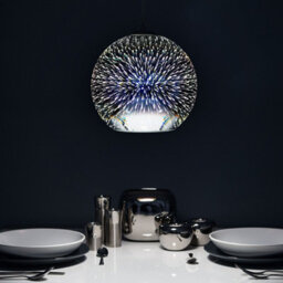 Beliani Hanging Light Pendant Lamp Glossy Silver Glass Ball Shade 25Cm. - thumbnail 1