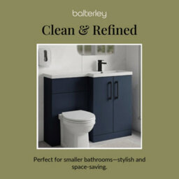 Balterley Right-Hand Bathroom Vanity And Wc Unit Combination With Basin - 1100mm - Satin Dark Blue With Black Handles - thumbnail 7