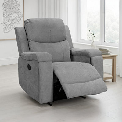 Chenille Fabric Dark Grey Visconti Manual Recliner Chair - image 1