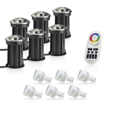 Auraglow Deep Recessed Ip67 Outdoor Deck Light - Anti-Dazzle - Colour Changing With 4 Zone Remote - 6 Pack - image 1