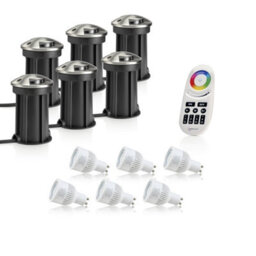 Auraglow Deep Recessed Ip67 Outdoor Deck Light - Anti-Dazzle - Colour Changing With 4 Zone Remote - 6 Pack - thumbnail 1