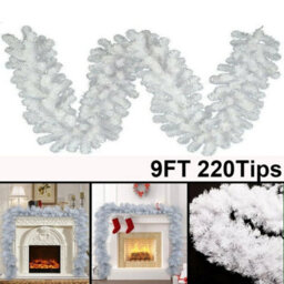 9Ft Bushy Christmas Garland White Wreath - thumbnail 2