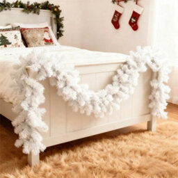 9Ft Bushy Christmas Garland White Wreath - thumbnail 5