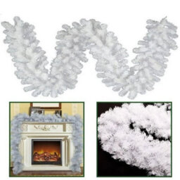 9Ft Bushy Christmas Garland White Wreath - thumbnail 1