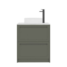 Royal Bathrooms Royal Bathroom Elmore 700mm Matt Green Freestanding Countertop Bathroom Vanity Unit 2 Drawer With Art Basin - thumbnail 7